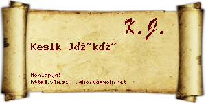 Kesik Jákó névjegykártya